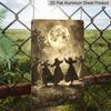 2D Flat, 1pc Vintage Witches Dancing Under Full Moon Aluminum Sign - Gothic Halloween Decor, 8*12 Inches, Suitable for Living Room Wall, Garden
