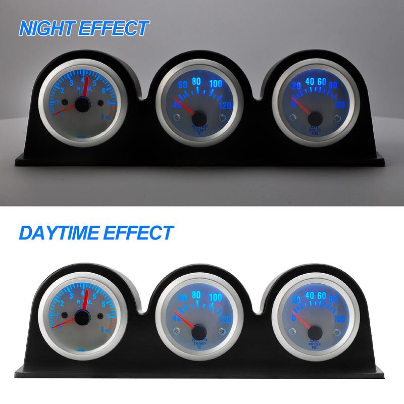 2inch 52MM Triple Gauge Kit  Turbo Boost gauge  water temp gauge Tachometer Oil Pressure Gauge car meter Water Temp auto Gauge