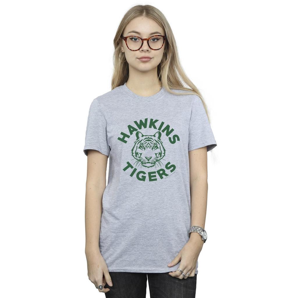 Netflix Womens/Ladies Stranger Things Hawkins Tigers Cotton Boyfriend T-Shirt