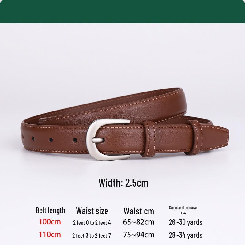 2024 Women's High-End Cowhide Pin Buckle Belt for Business and Formal Wear