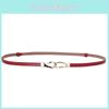 Womens Fashion Genuine Leather Thin Waist Belt With Silver Buckle For Office Attire