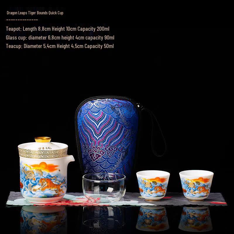 

Mutton Fat Jade White Porcelain Portable Tea Set