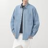 Mens Men Spring Autumn New Solid Color Casual Denim Shirt Retro Couples Fashion Loose Button Down Outerwear Premium