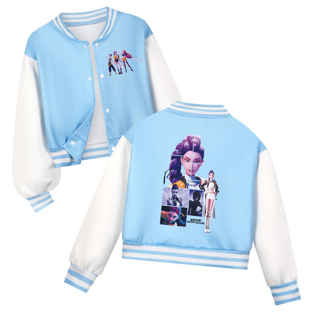 Kids Girls Anime Cartoon POP Singer Super Star Rumi Zoey Mira Printed Casual Long Sleeves Baseball Jacket Coat