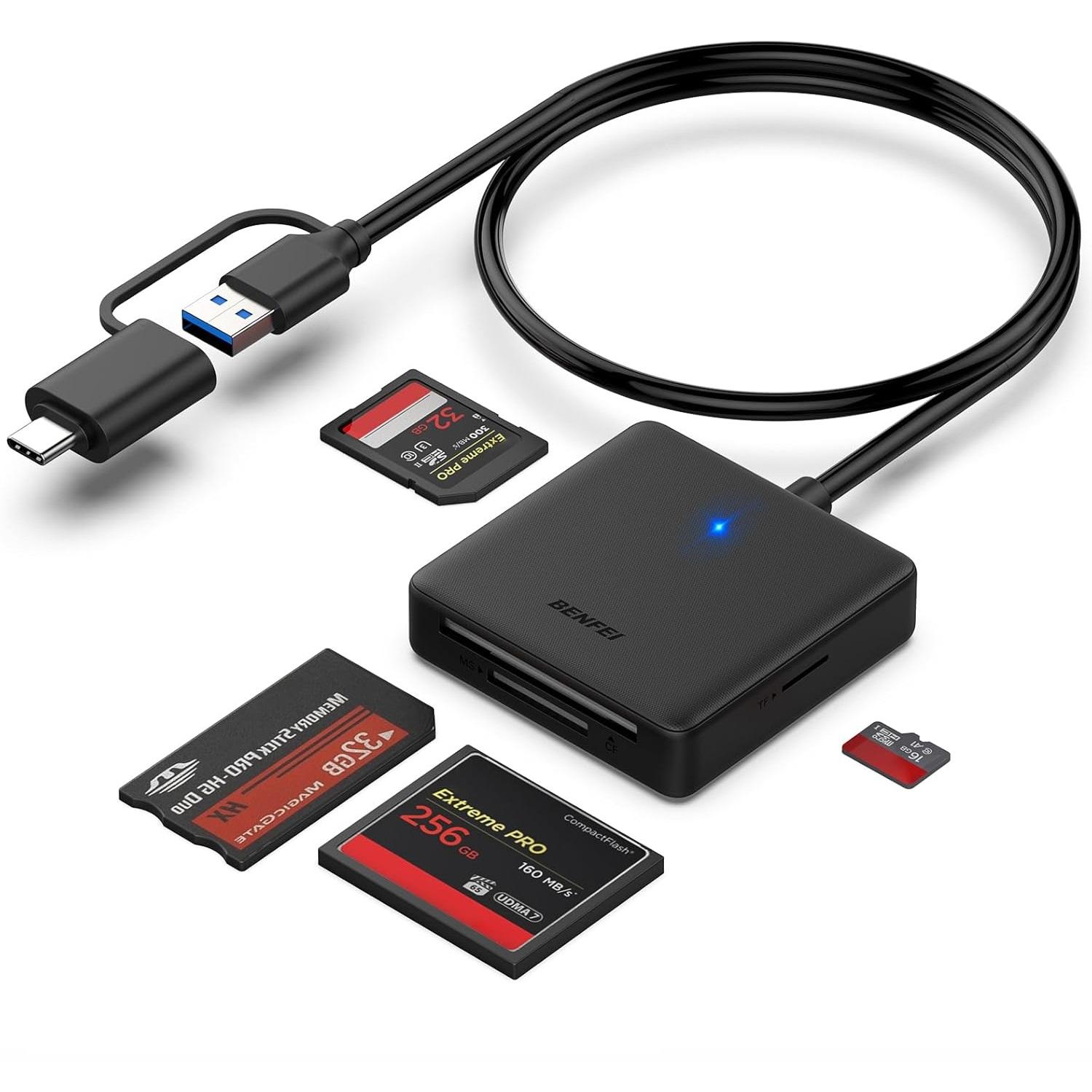 Joom Ikable Schwarz Benfei Kartenleser 4-In-1 Usb-C-Usb-A 3.0 Für Sd Micro Sd Ms Cf