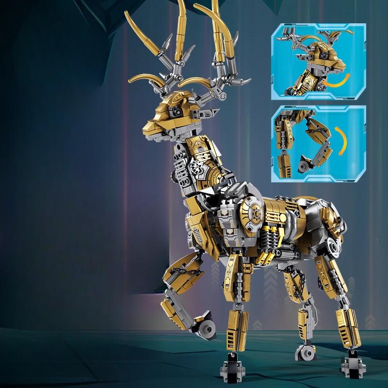 924 adet Yaratıcı ve İlginç Mekanik Elk Modeli Masaüstü Dekorasyon Yapı Taşları Tuğlalar Noel Oyuncakları Hediyeler