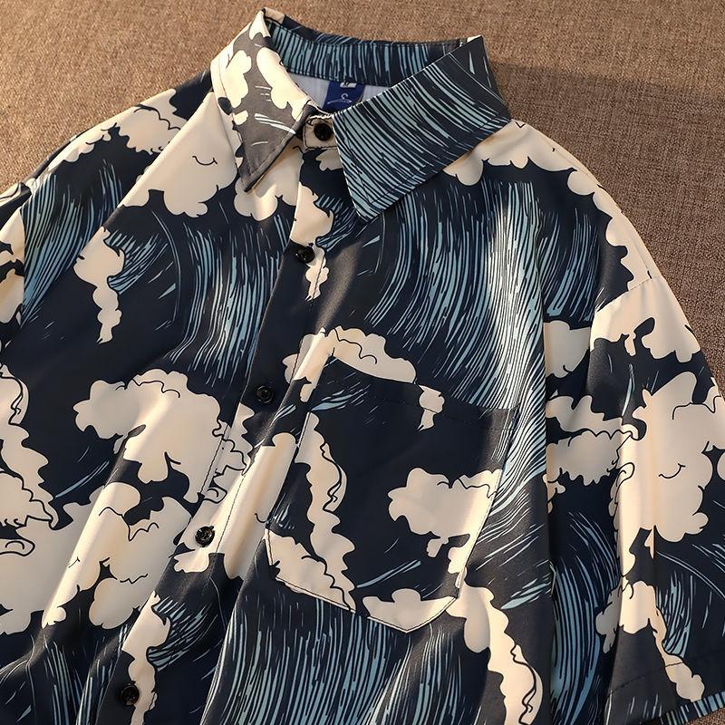 Sommer-Damenhemden, Surf-Print-Hemd, Strandausflug-Bluse, Damenmode-Bluse, Damenhemden mit Knöpfen