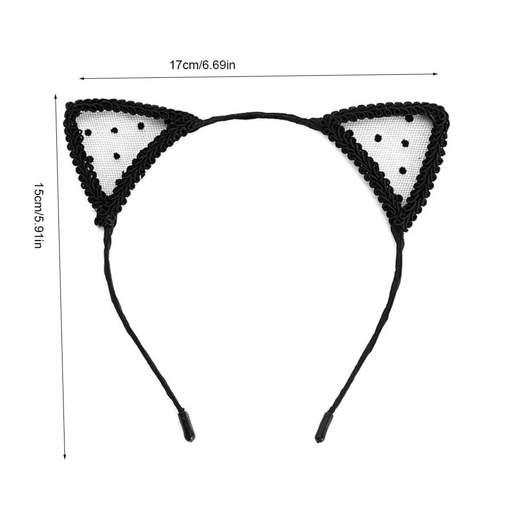 Cute Thin Cat EarsHairband Head Bezel Bow Lace Headband Hair Hoop Headwear Hair Band Makeup