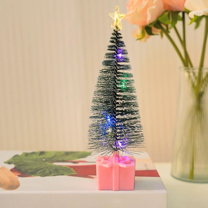 1Pc Night Light New Year Party Christmas Tree Mini Colorful Luminous Xmas Tree DIY Home Decor Candle Lamps Ornaments LED
