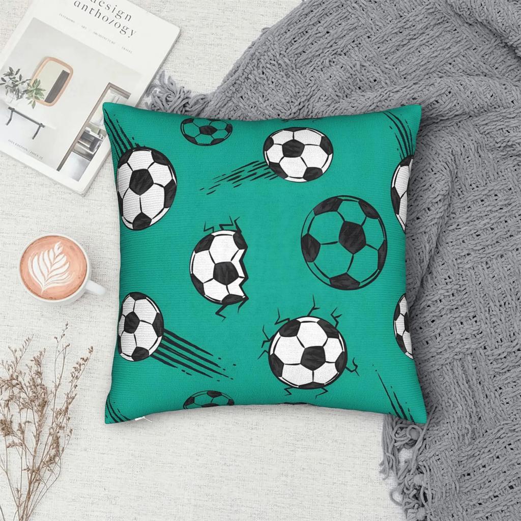 Green Cartoon Soccer Ball Peach Skin Pillowcase D Flat Printed Football Cushion Cover Kids Boy Room Sofa Bed Home Decor Pillow