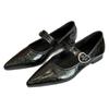 Modedesigner Damen Flats 2025 Frühling Neu Retro Spitzschuh Damen Schuhe Elegant Temperament Bequeme Schnalle Damen Flats
