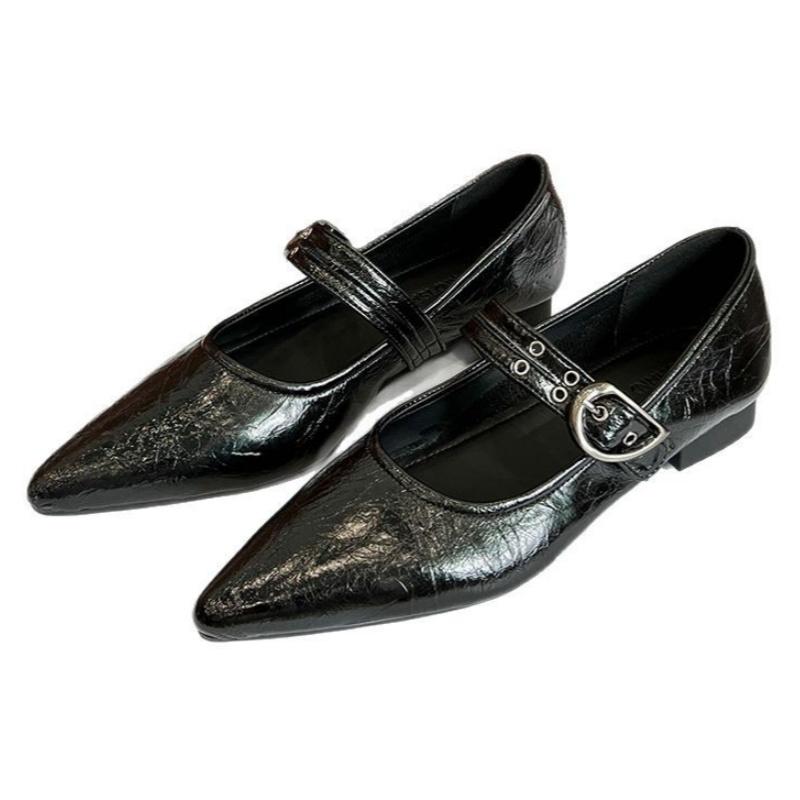 Modedesigner Damen Flats 2025 Frühling Neu Retro Spitzschuh Damen Schuhe Elegant Temperament Bequeme Schnalle Damen Flats