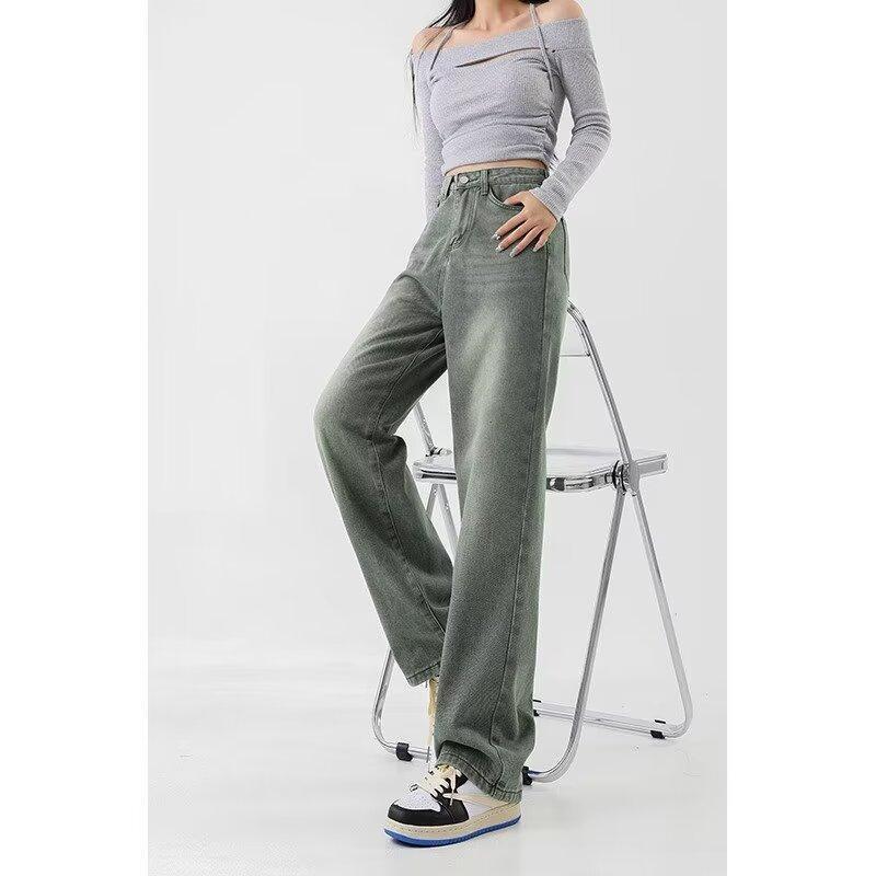 American Vintage raka jeans för damer Höst byxor med hög midja vid ben