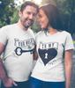 Lustige Partner Shirts Couple T-Shirt Key To My Hearth Baumwolle