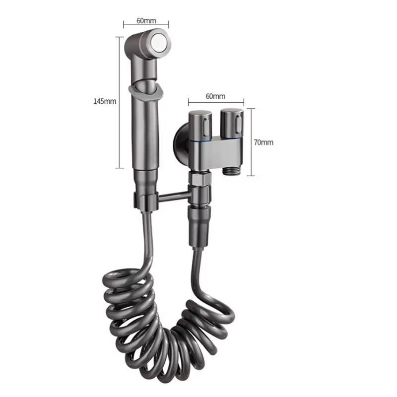 2025 neuer Hand-WC-Sprüher komplett aus Kupfer, Bidetarmatur, Duschkopf, Sanitärdusche-WC-Armatur, Doppelauslass-Bidet