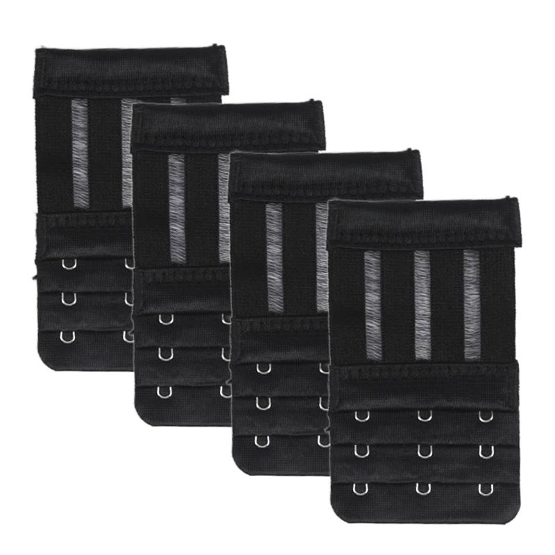 4PCS 3-Hook Women Lingerie Strap Soft Comfortable Adjustable Bra Extenders with Buckle Strap Bra Extension Intimates Accessories