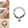 Handcrafted Ceramic Butterfly Beaded Bracelet Retro Geometric Design Elegant Women's Jewelry