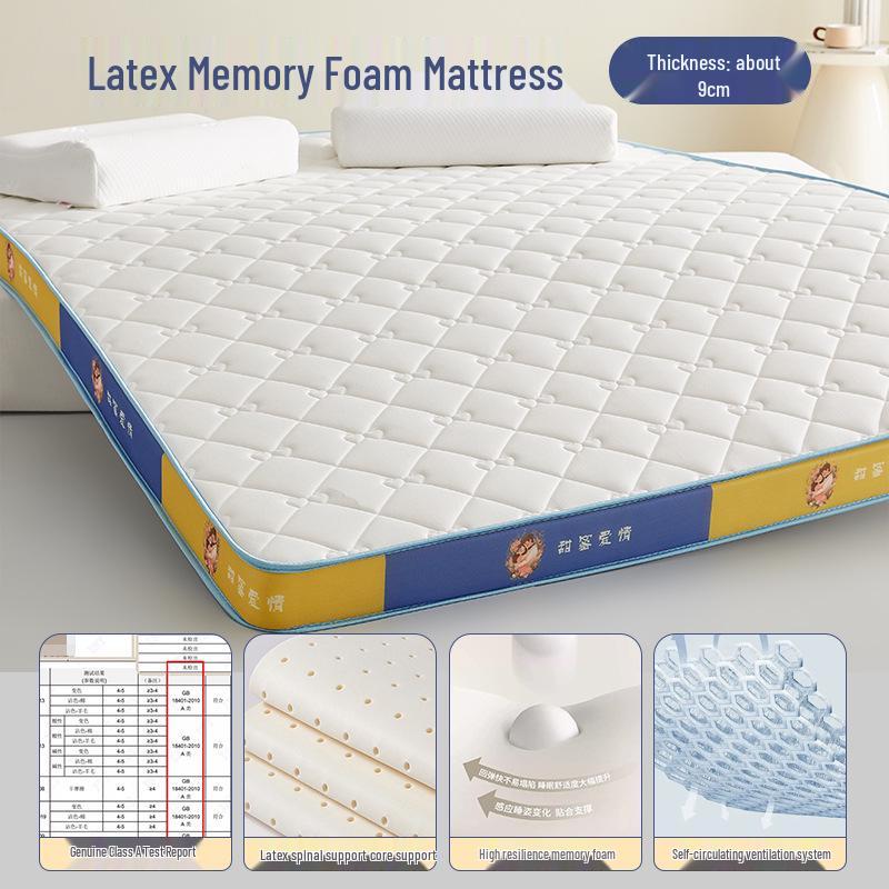 High Resilience Memory Foam Latex Mattress - Double Soft, Thickened for Dorm or Home Use.