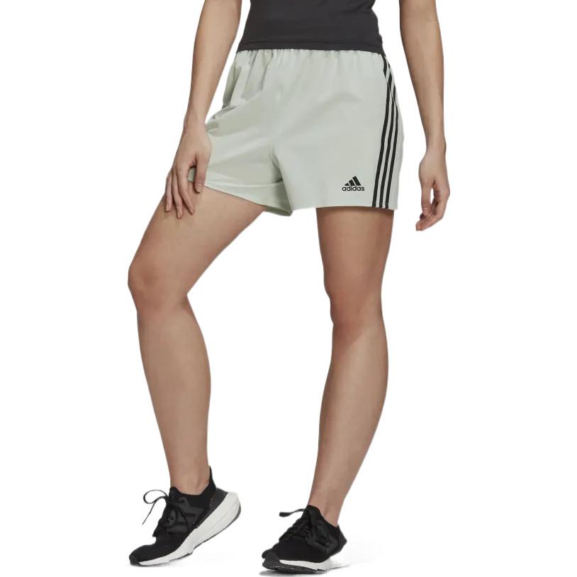 adidas Three Stripe Logo Drawstring Elastic Waist Straight Leg Shorts Women Shorts Gray HJ9823