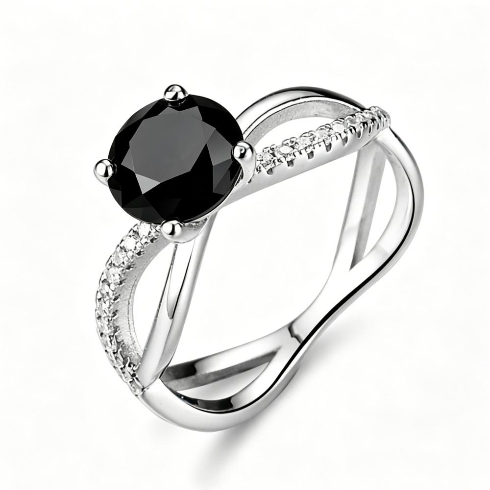 6.5mm Twisted Split Shank Solitaire Moissanite Engagement Ring S925 Sterling Silver For Women