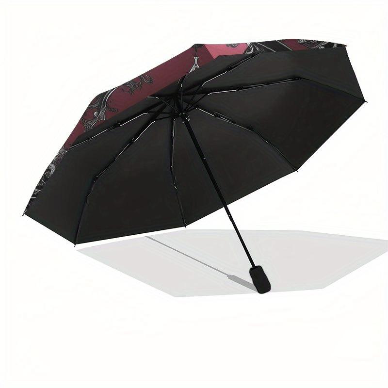 Dark Gothic Mandala Wall Art: Intricate Design for Your Space Umbrella, Cute Umbrella with Cute Design, Portable 3-Fold Compact Umbrella for Men & Wom