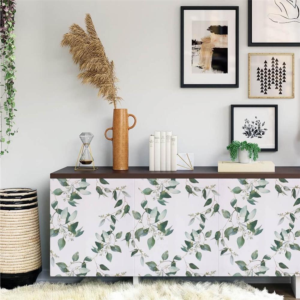 Vinyl Green Leaf Peel and Stick Tapeta Samoprzylepny papier przylepny Zdejmowana wodoodporna tapeta do renowacji mebli