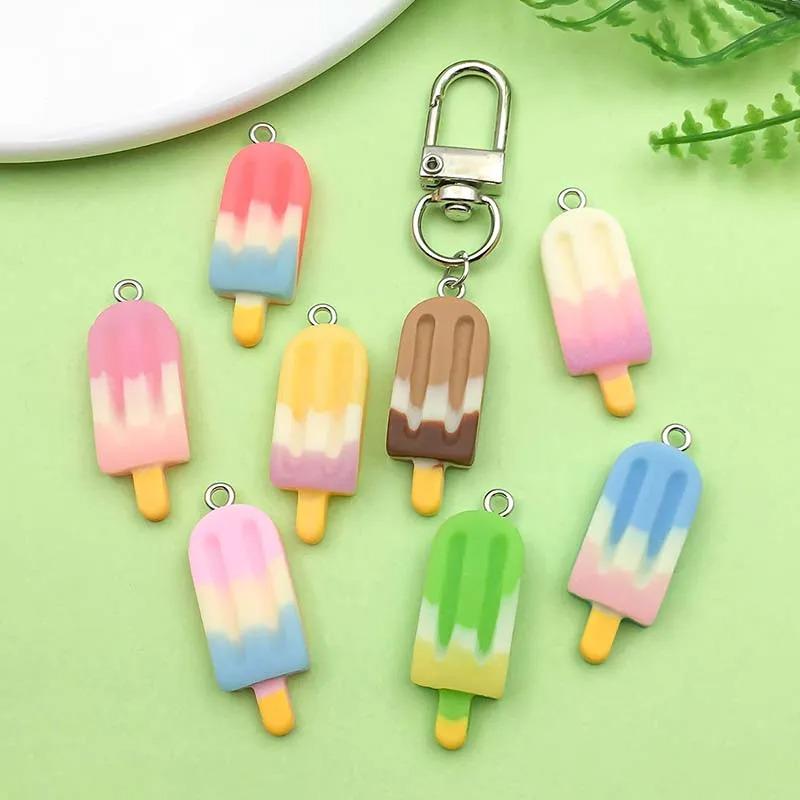 10pcs 11*32mm Colorful Imitation Food Ice Cream Popsicle Charms Resin Pendants for DIY Bracelet Necklace Jewelry Making Accessor
