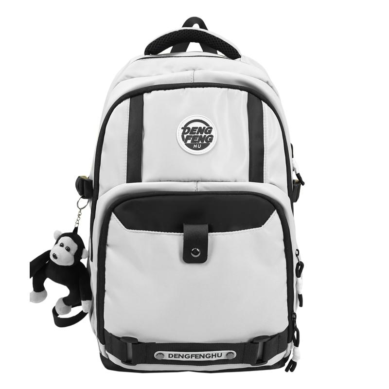 Contrast Color Backpack Men's Lightweight Travel Backpack Large Capacity Student Schoolbag
