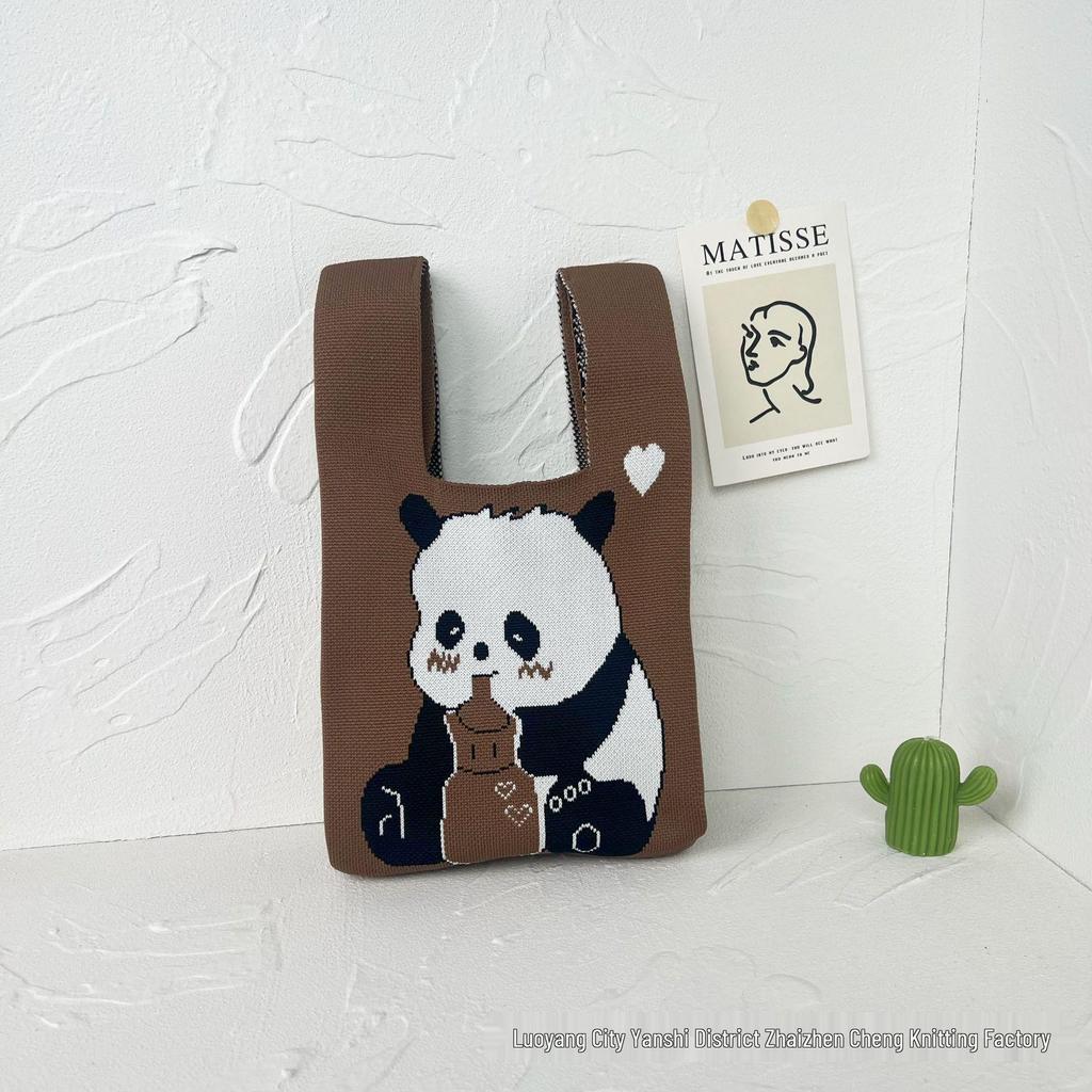 Panda Knit Women's Cross-Border Wrist Tote Handbag