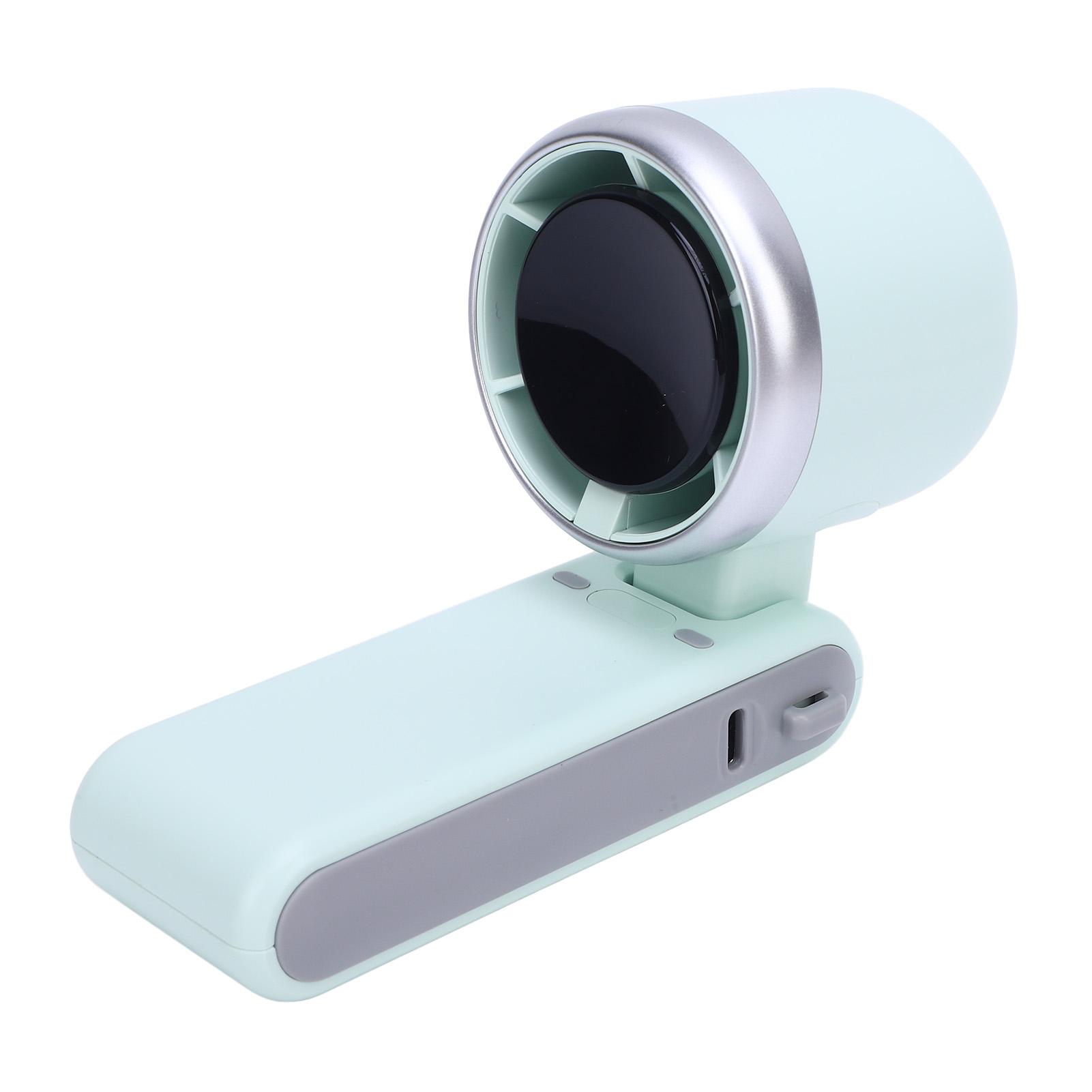 Ручной турбовентилятор Портативный Перезаряжаемый Цифровой дисплей Складной 5-скоростной Ветряной ручной вентилятор со шнурком светло-зеленый