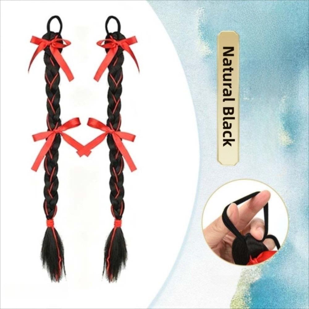 

Hair Ornament Red Bow Ponytail Hair Bands Rubber Bands New Year Headwear Party чорний/природний