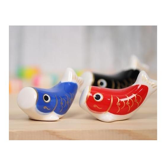 Yakushigama May Doll, Children's Day, Colorful Painting, Carp Streamer Set (Chopstick Rests, Tricolor) with Lucky Charm Sticker. A lucky, auspicious