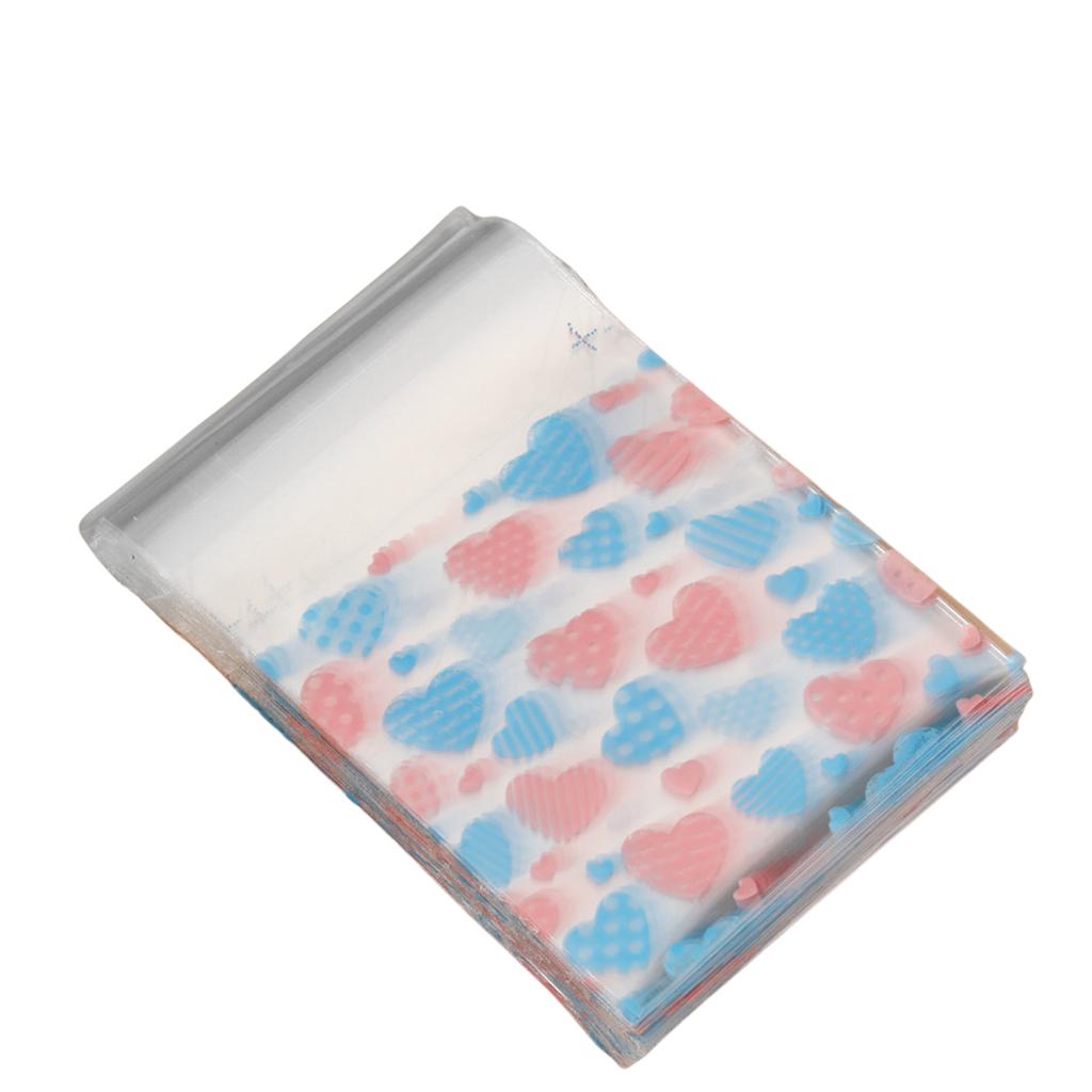 100 stk Valentinsdag Selvklebende Plastposer Stilige Gjennomsiktige Poser med Kjærlighetsmotiv for Godteri og Gaveinnpakning