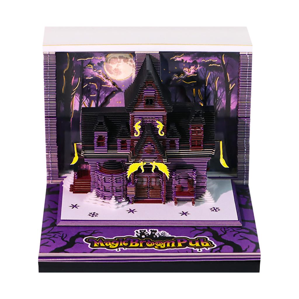 Owl Fantasy Wizard 3D Memo Pad with Magic Book Creative Paper Sculpture Sticky Notes Desk Decoration Collectible Gift
