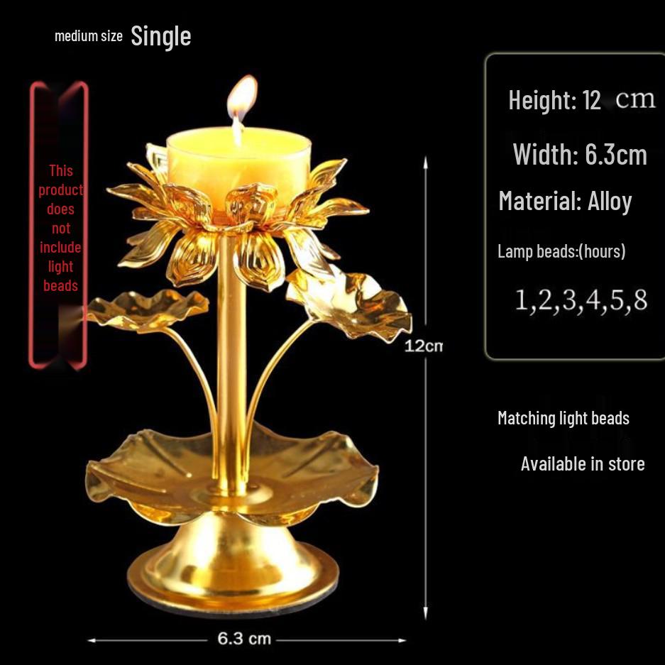 Buddhist Ghee Lamp Holder - Seven Stars Oil Lamp with Lotus Design for Temple Offerings and Everlasting Candle Display.