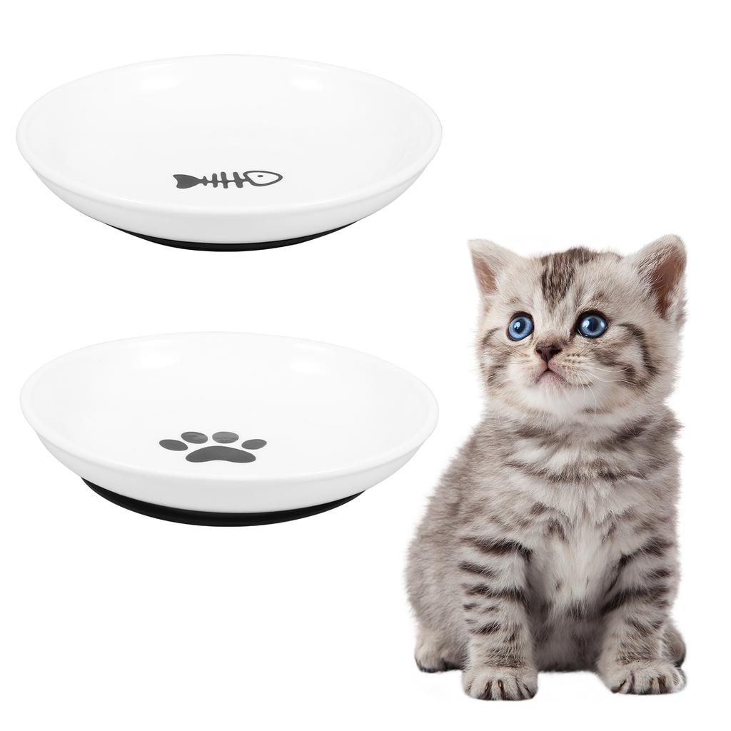 2/4Pcs Pet Ceramic Bowl Cat Dishes with Nonslip Silicone Base Pet Feeder Bowl Kitten Bowls for Wet/Dry Food Water Container