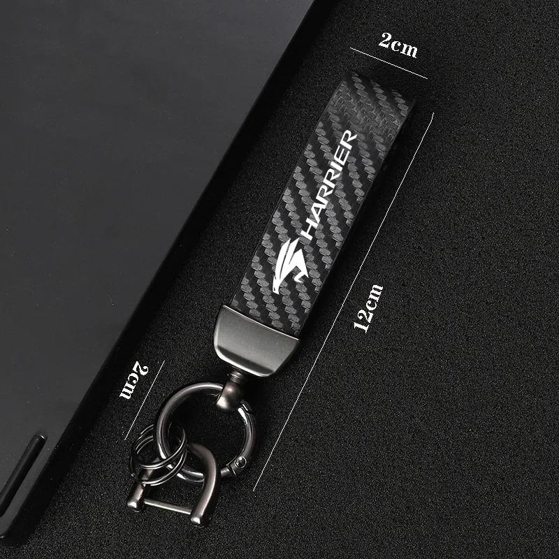 Car Carbon Fiber Style Keychain Microfiber Leather Key Chain For Toyota Harrier 30 60 80 XU30 XU60 XU80 2022 2023 Accessories