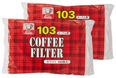 Coffee Paper Filter Trapezoid That Brings Out the Flavor, for 4 To 7 People, NK103 Filter Paper, 200 Sheets (100 X 2), White, Stylish,