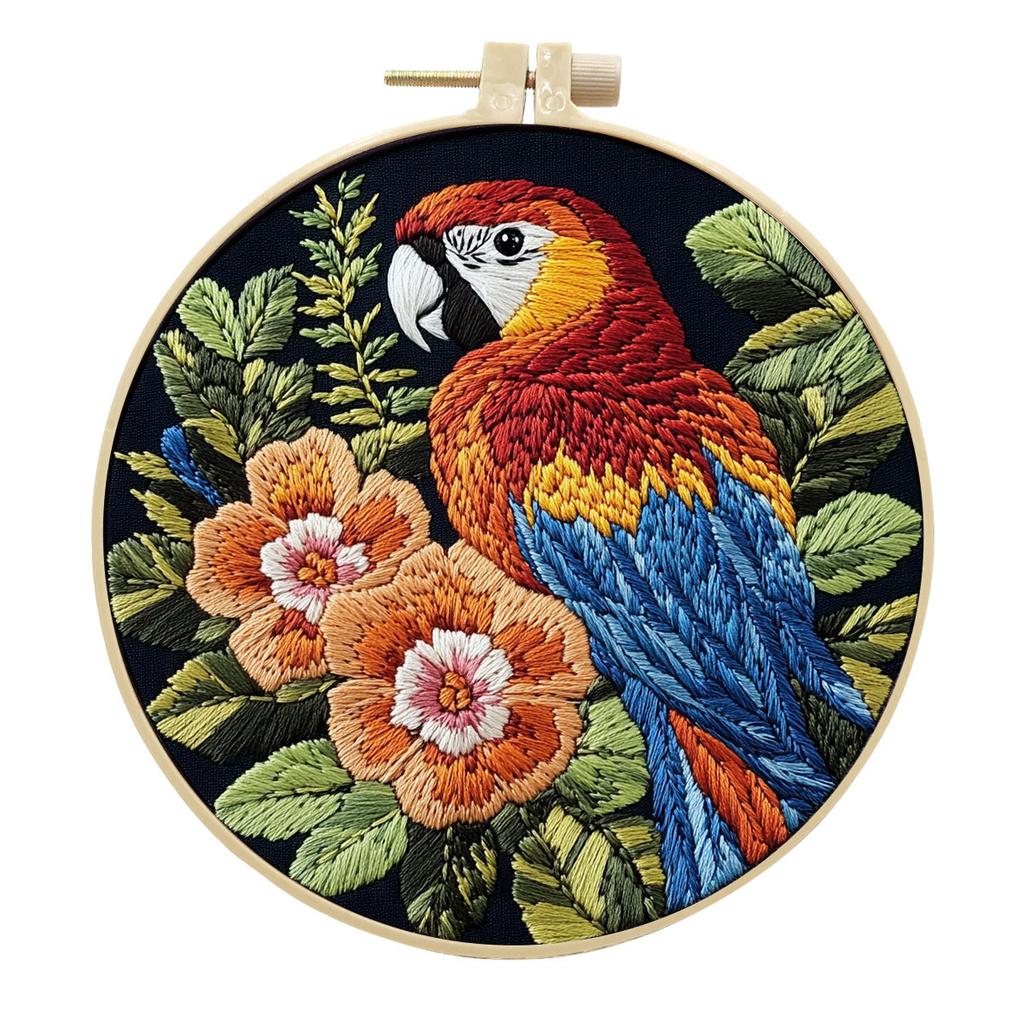 1Pc Parrot DIY Embroidery Handmade Fabric Material Kit, Suitable for Embroidery Hobby Beginners