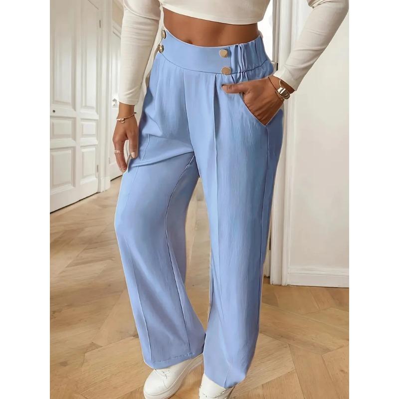 Pantaloni Eleganti da Donna a Vita Alta con Gamba Larga Comodi Casual o da Ufficio, Pantaloni dalla Vestibilità Rilassata