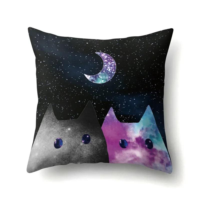 Polyester Throw Pillow Cover Home Decoration Throw Pillow Car Throw Pillow Lovely Animal Cat Print Cushion Cover