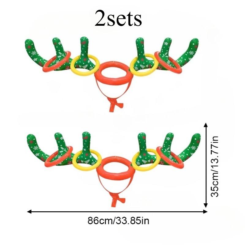 Inflatable Reindeer Antler Ring Toss Game Set - Perfect for Christmas, Halloween & Easter Parties - PVC Material, Excluding Pump