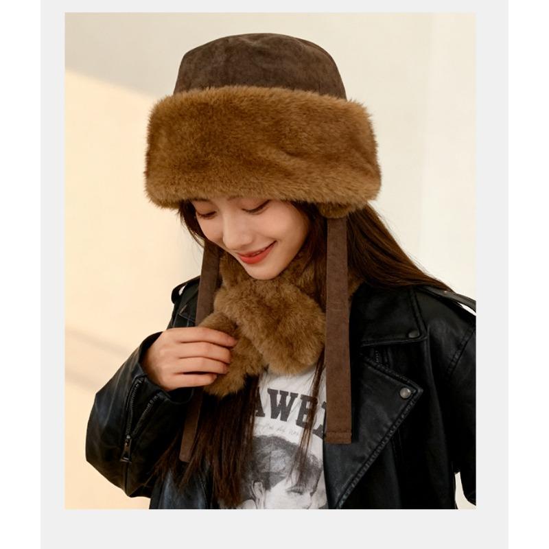 Women S Faux Suede Thick Earflap Winter Hat Multi Wear Fisherman Cap Mongolian Hat