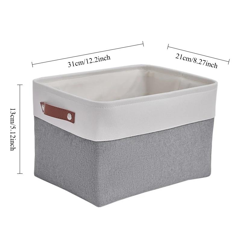 Leather handle Storage Basket Foldable Storage Box for Home Use Clothes, Books, Desktop, Living Room, Organizing Boxes & Bins