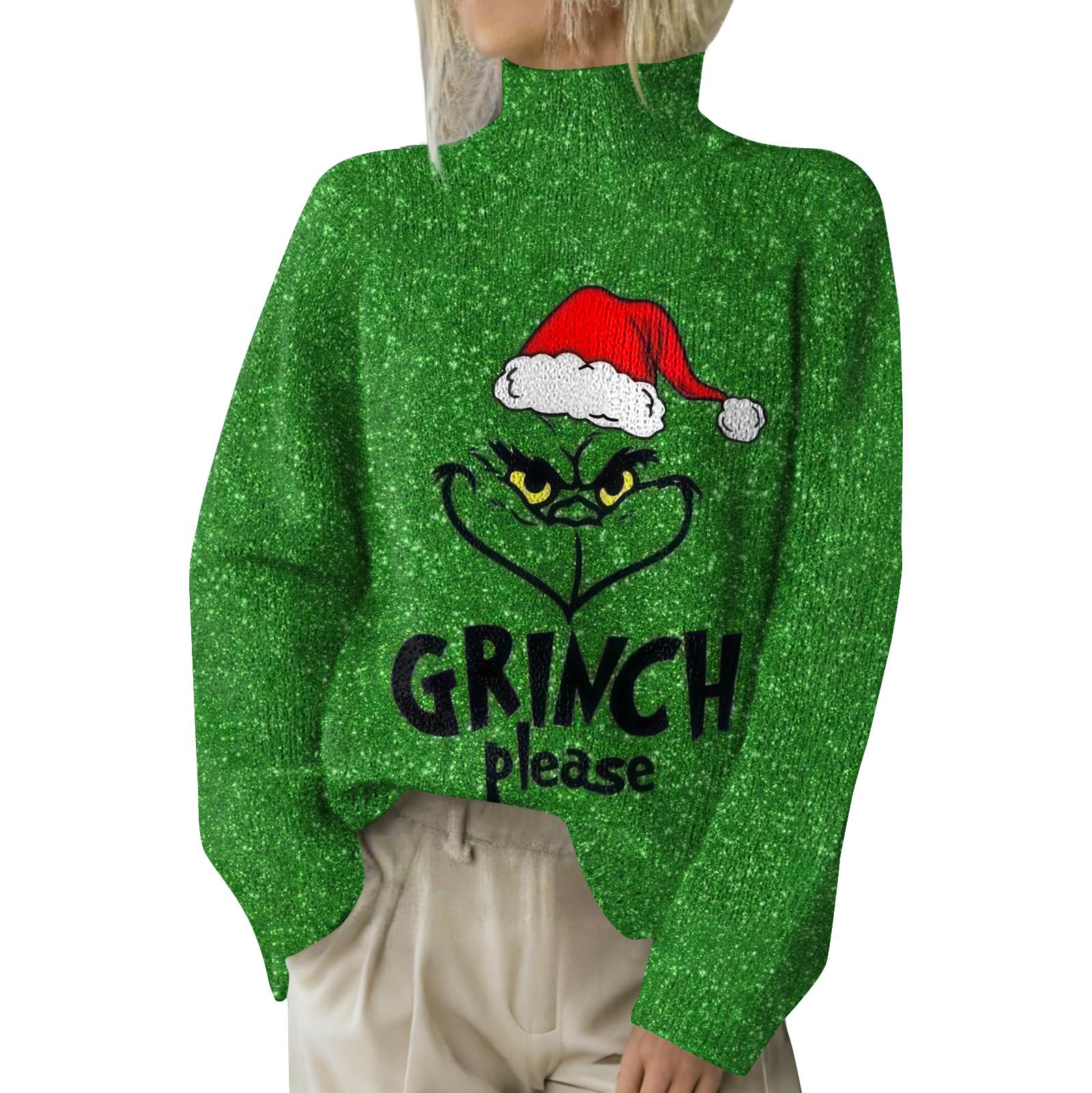 

Рождественские толстовки для женщин Вязаный свитер Милая рубашка Осенняя водолазка Пуловер Топы S