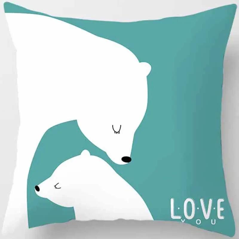 Cute Animal Print Square Pillowcase Home Decoration Car Sofa Cushion Cover