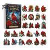 Christmas Tree Holiday Decorations Acrylic Advent Calendar Box with 24 Bird Themed Hanging Ornaments, Countdown Festive Decoration for Home Window And