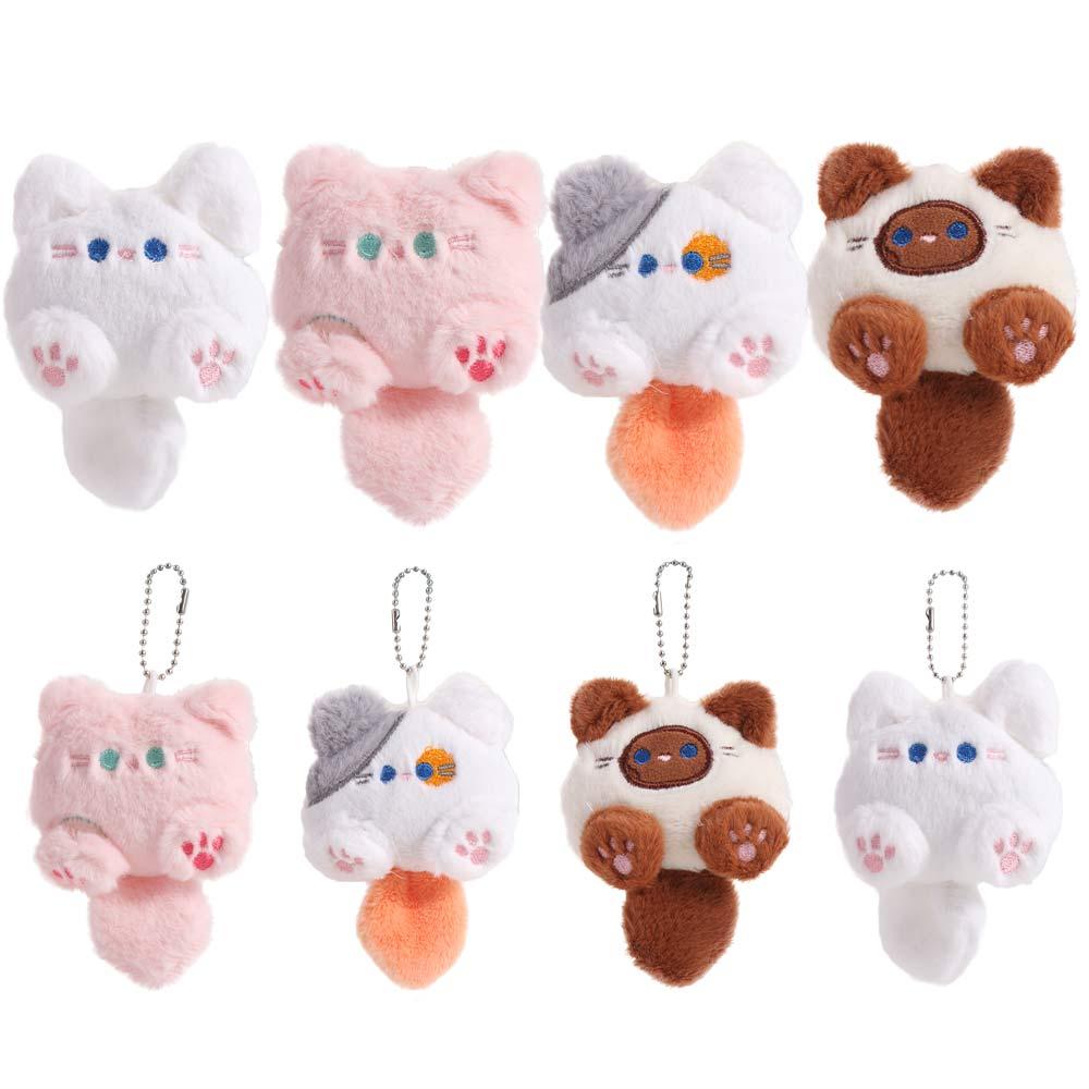 Soft Coffee Cat Plush Keychain Plush Brooch Animal Plush Key Chain  Friends Birthday Gifts