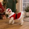 Christmas Plush Trim Dog Dress With Bow Headwear Teddy Bichon Holiday Party Pet Costume