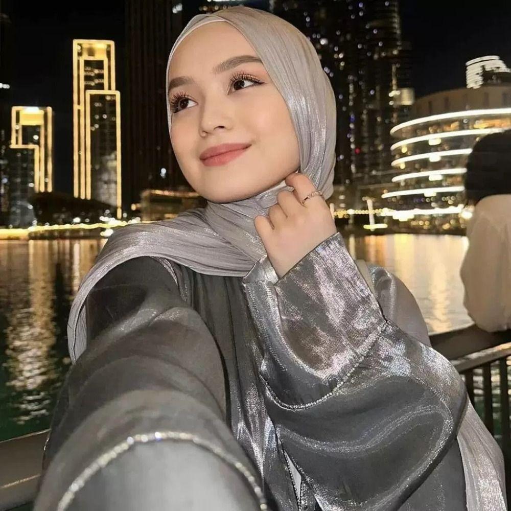 Shining Silk Scarf Chiffon Chiffon Hijab Veil High Qulaity Sunscreen Shawl Outdoor
